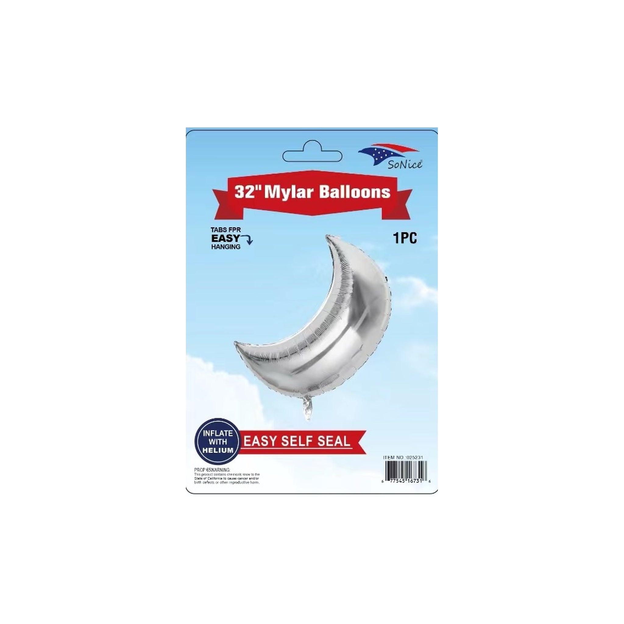 32" Foil Balloon Moon Silver 600C12