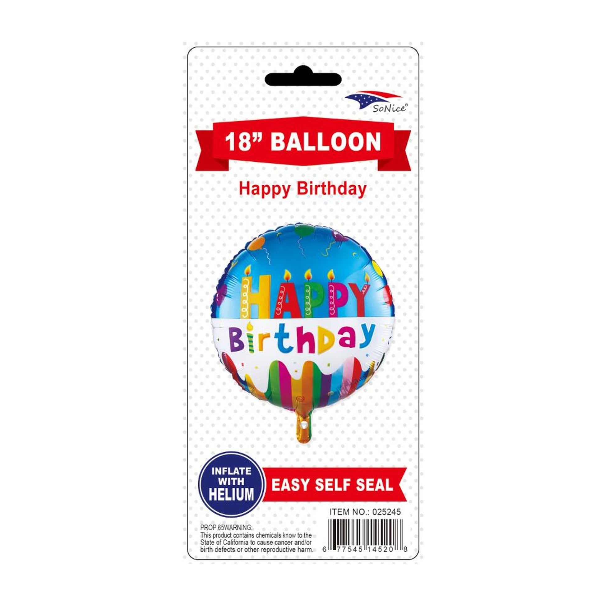 18" Round Foil Balloon Happy Birthday