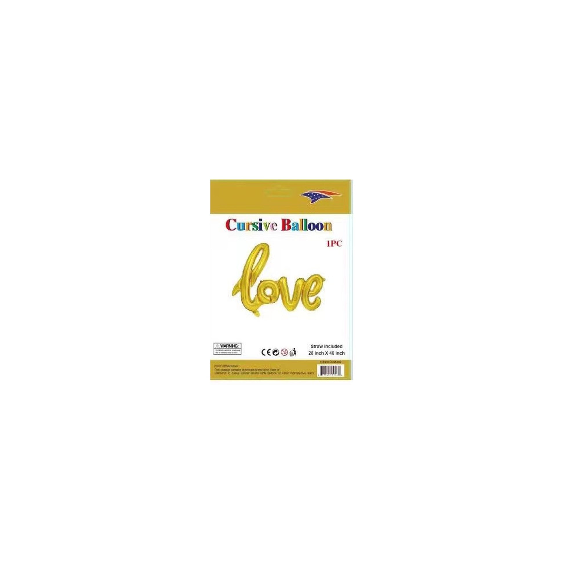 Cursive Ballloon Love Gold
