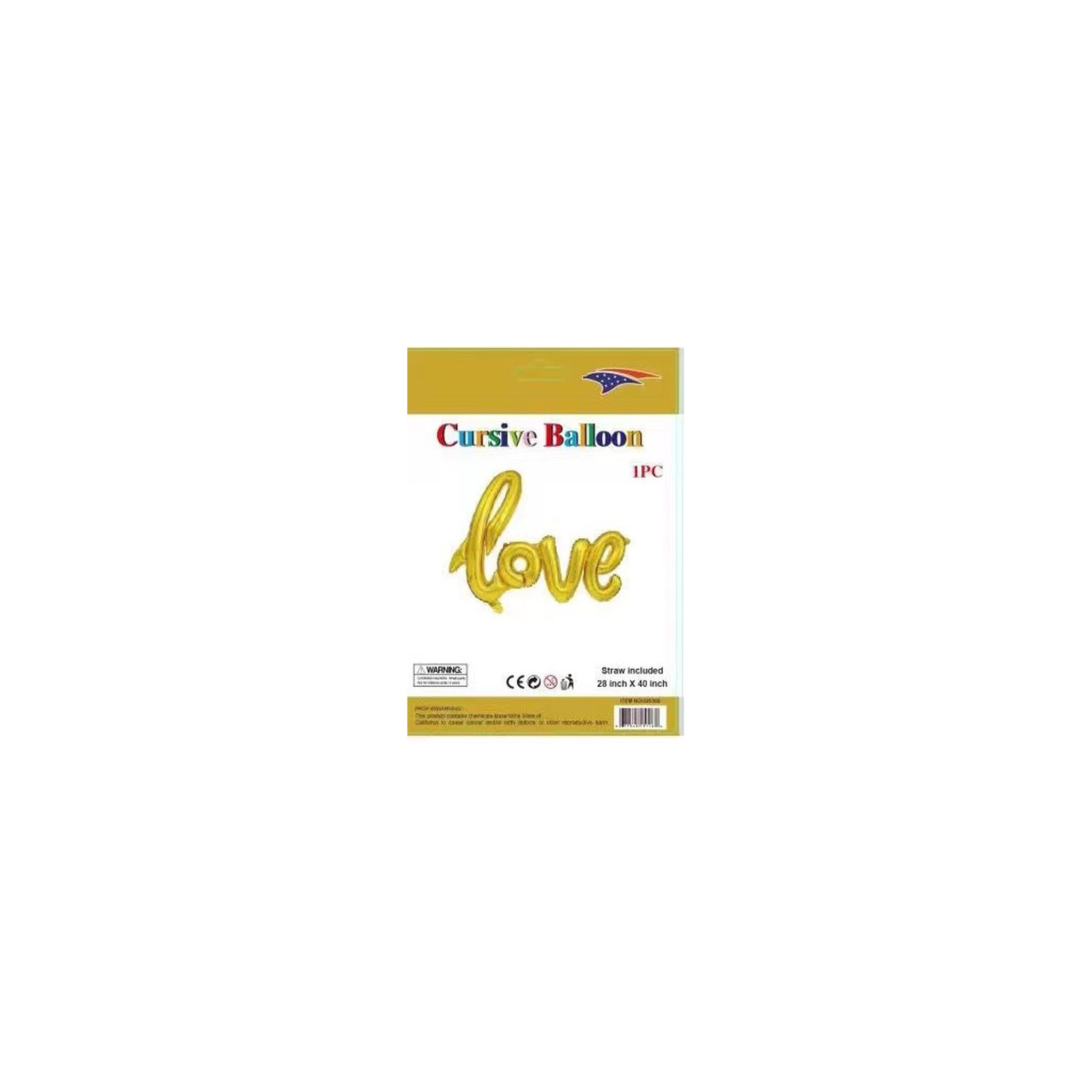 Cursive Ballloon Love Gold