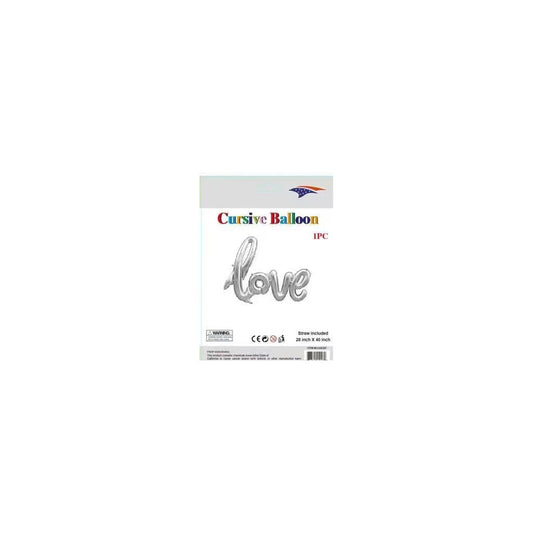 Cursive Ballloon Love Silver