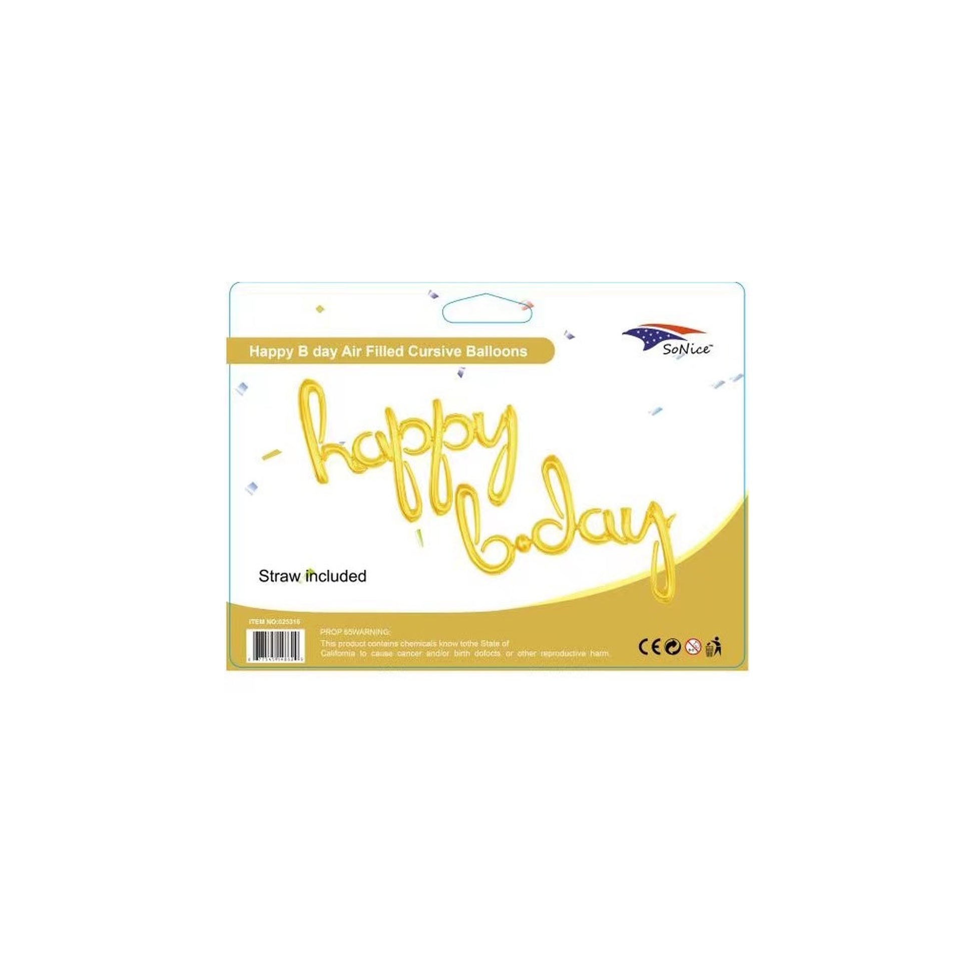 Cursive Birthday Banner Happy Birthday Gold