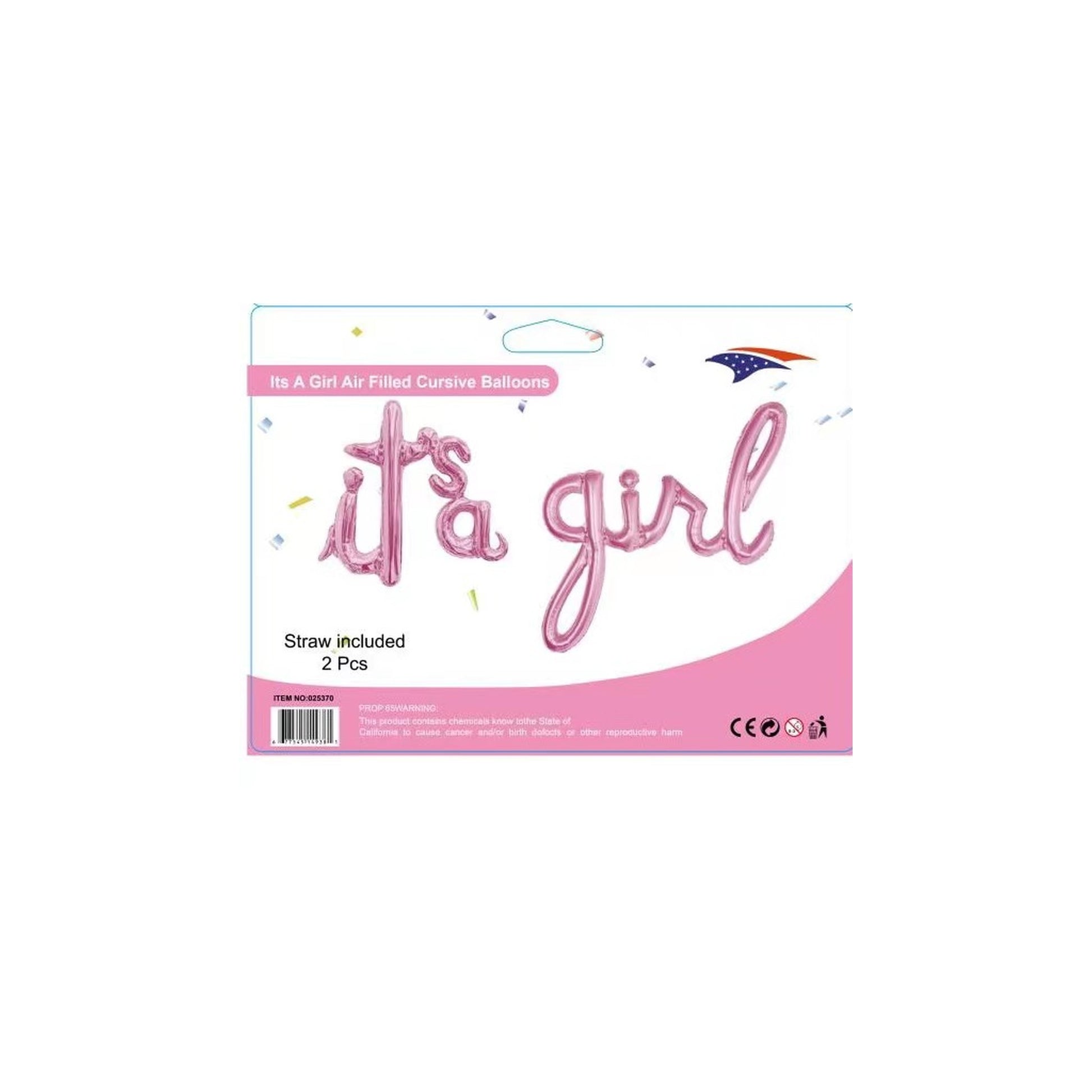Cursive Birthday Banner It'S A Girl Pink