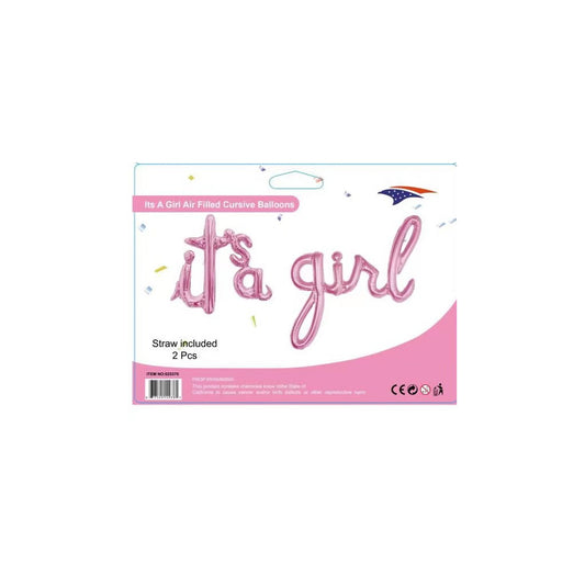 Cursive Birthday Banner It'S A Girl Pink