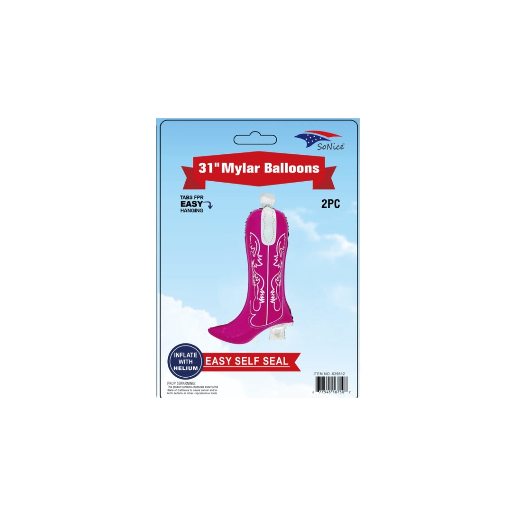 2Pc M/Balloon Cowgirl Pink Boot