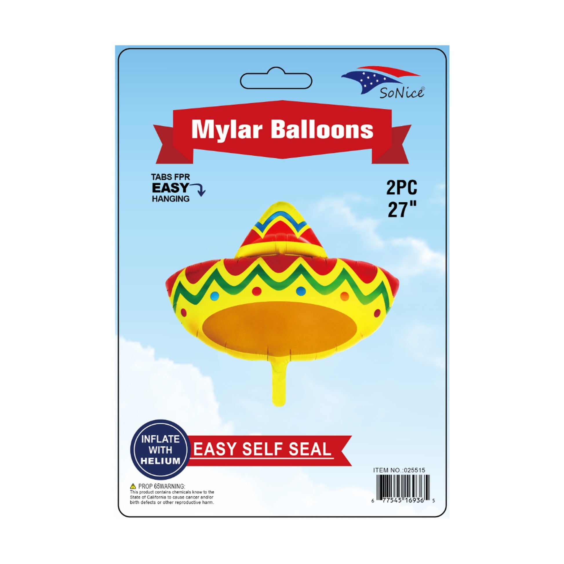 2Pcs Foil Balloon Sombrero 600C12