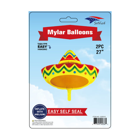 2Pcs Foil Balloon Sombrero 600C12
