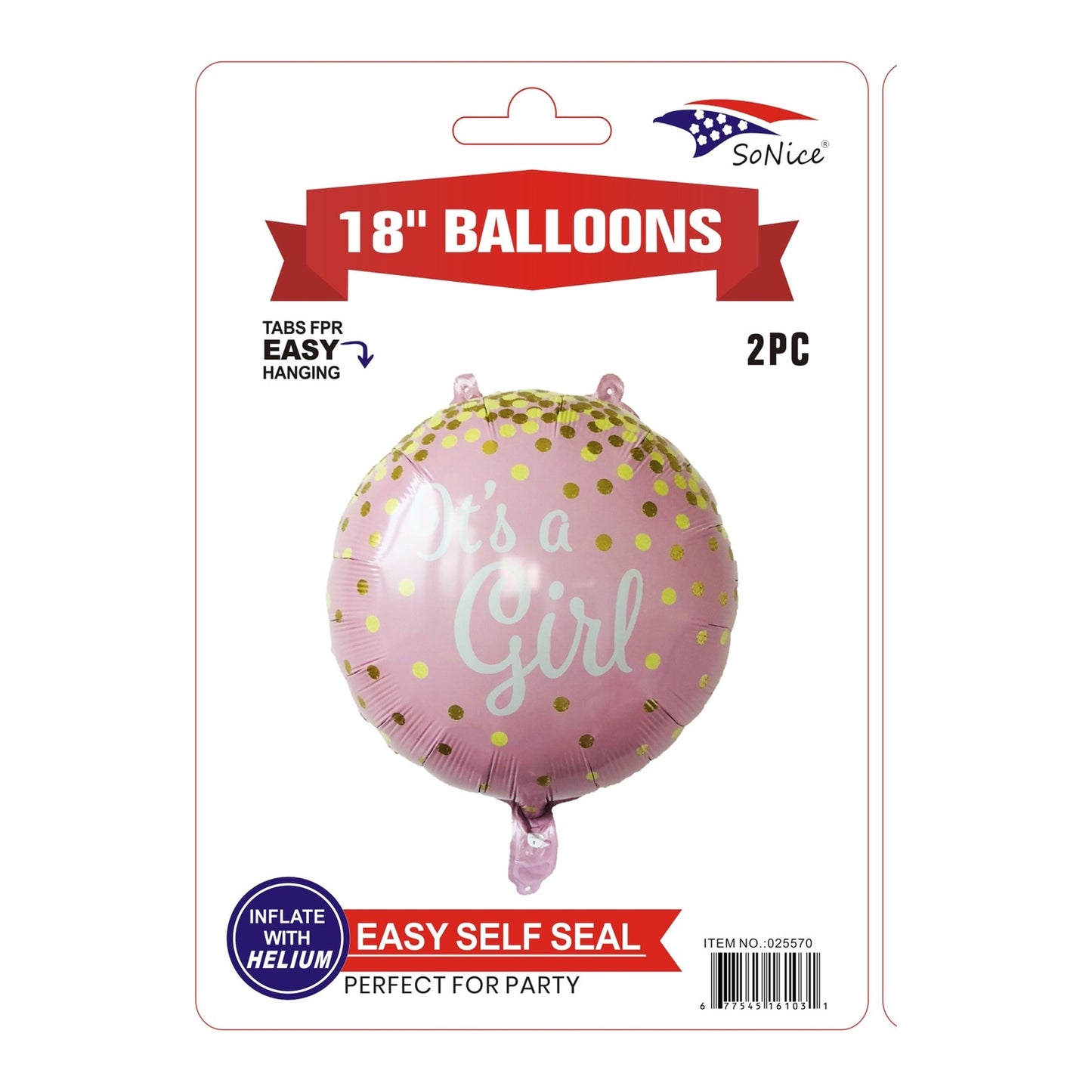 Balloon 2 ct It'S A Gitl 600Pk/Cs