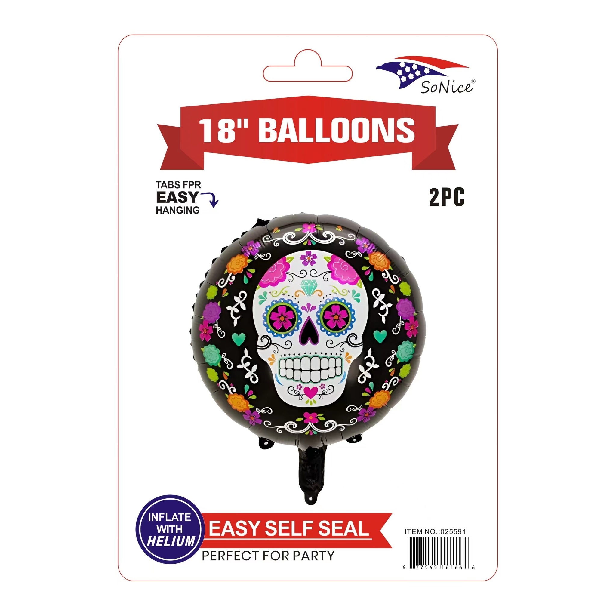 2Pc 18" M/Balloon Skull