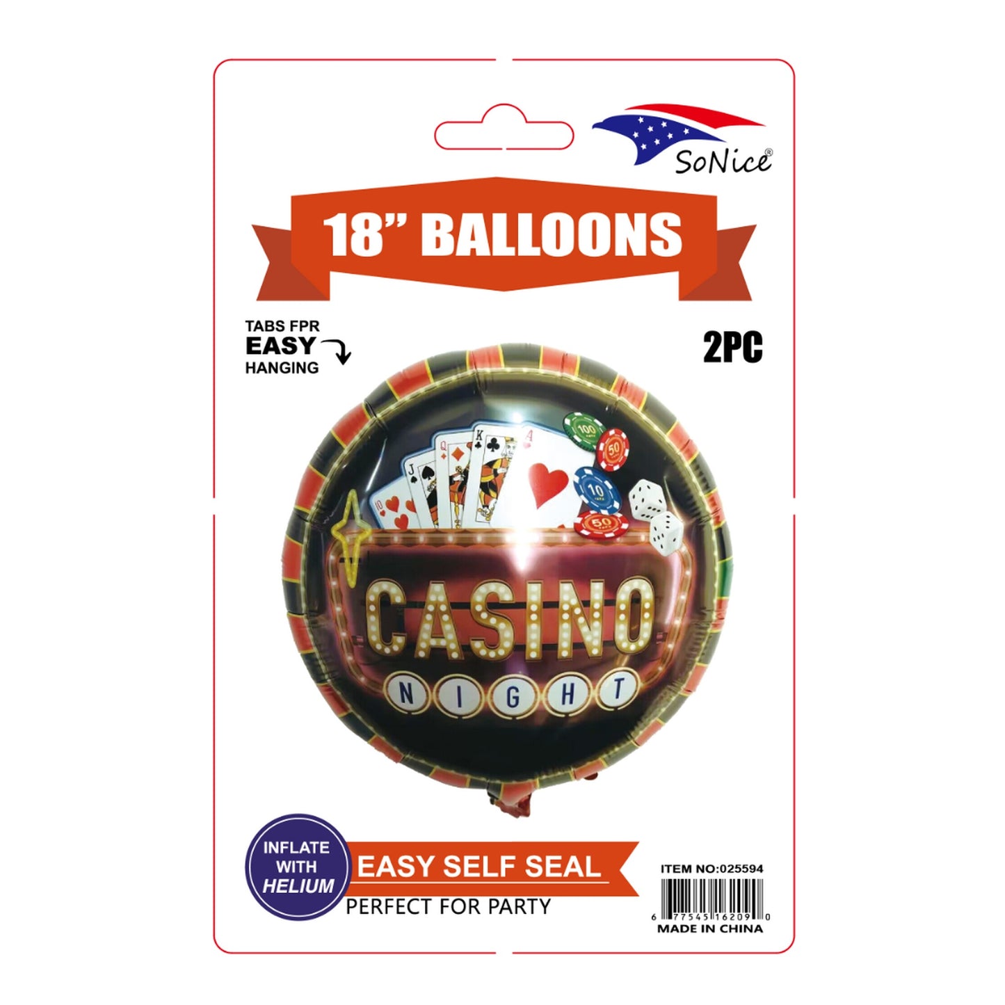 2Pc 18" M/Balloon Casino