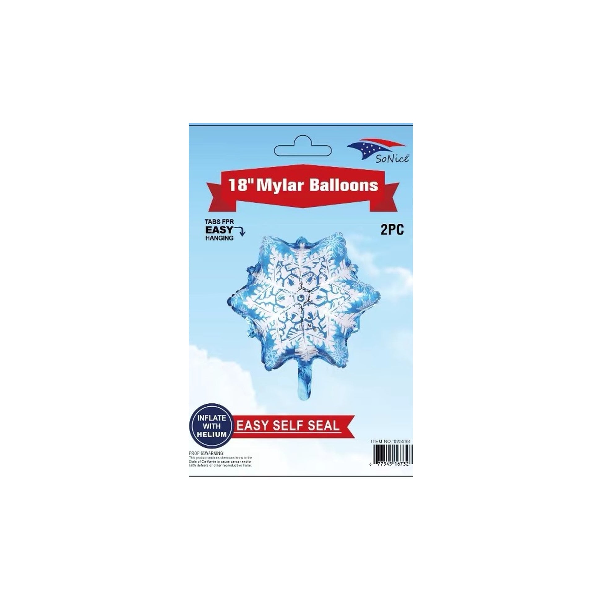 18" Foil Balloon 2 ct Snow 600C12