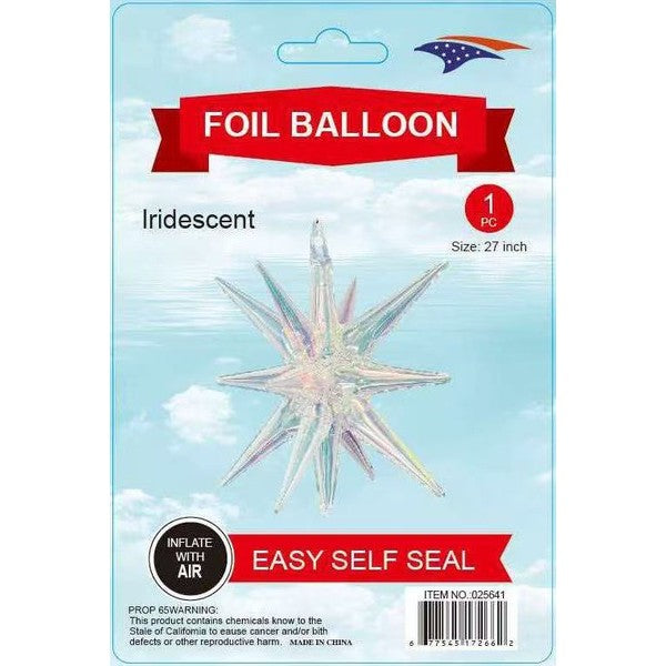 Iridescent starburst foil balloon, 27 inch