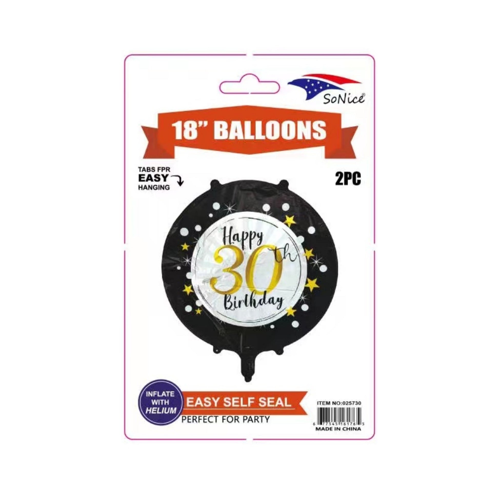2Pc M/Balloon Happy Birthday 30