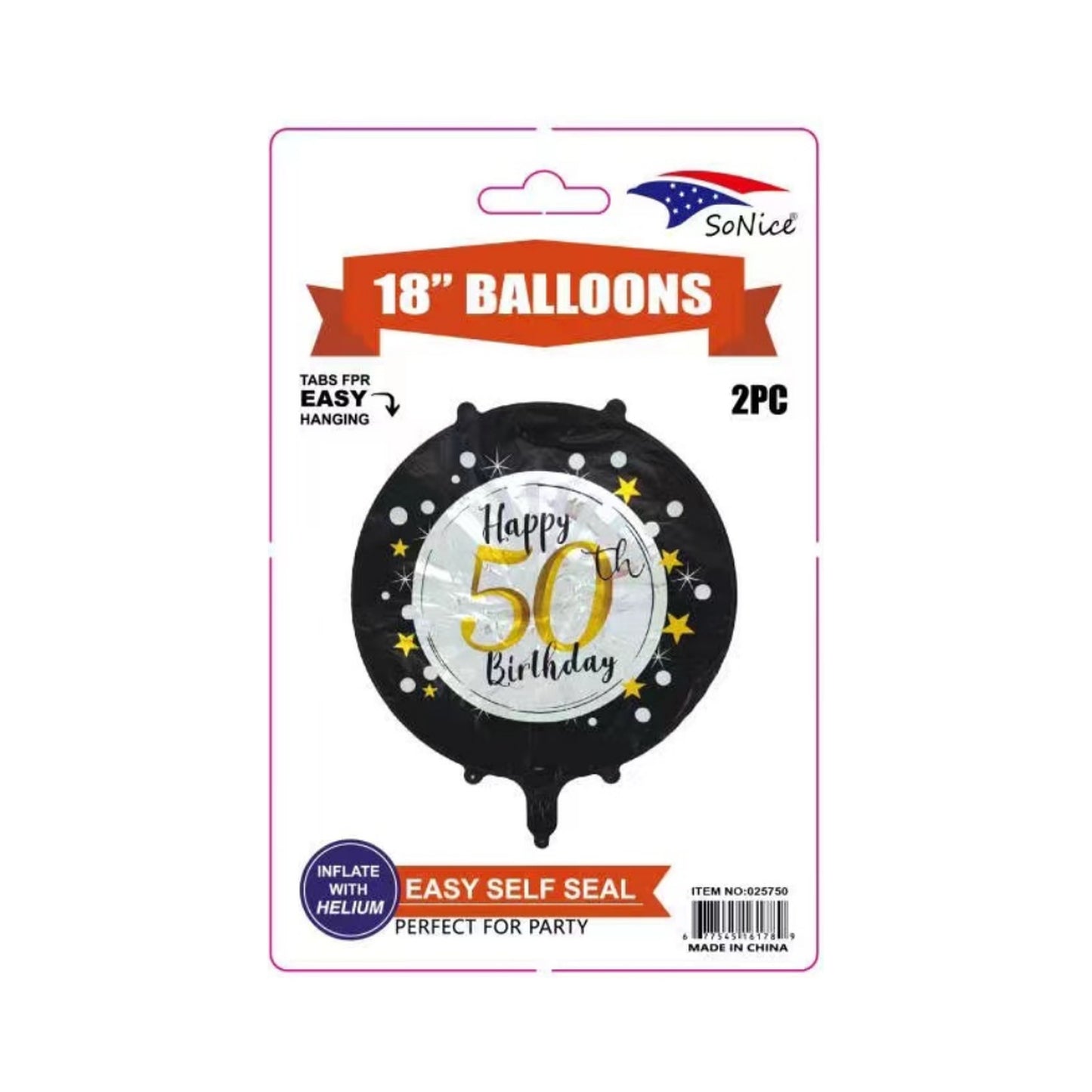 2Pc M/Balloon Happy Birthday 50