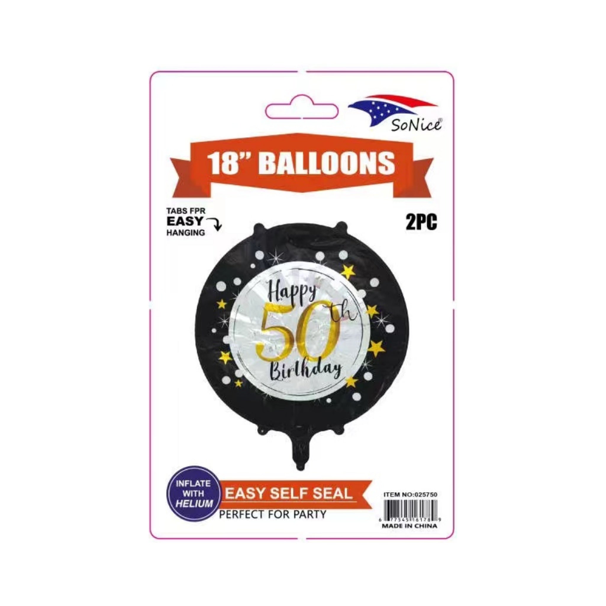 2Pc M/Balloon Happy Birthday 50