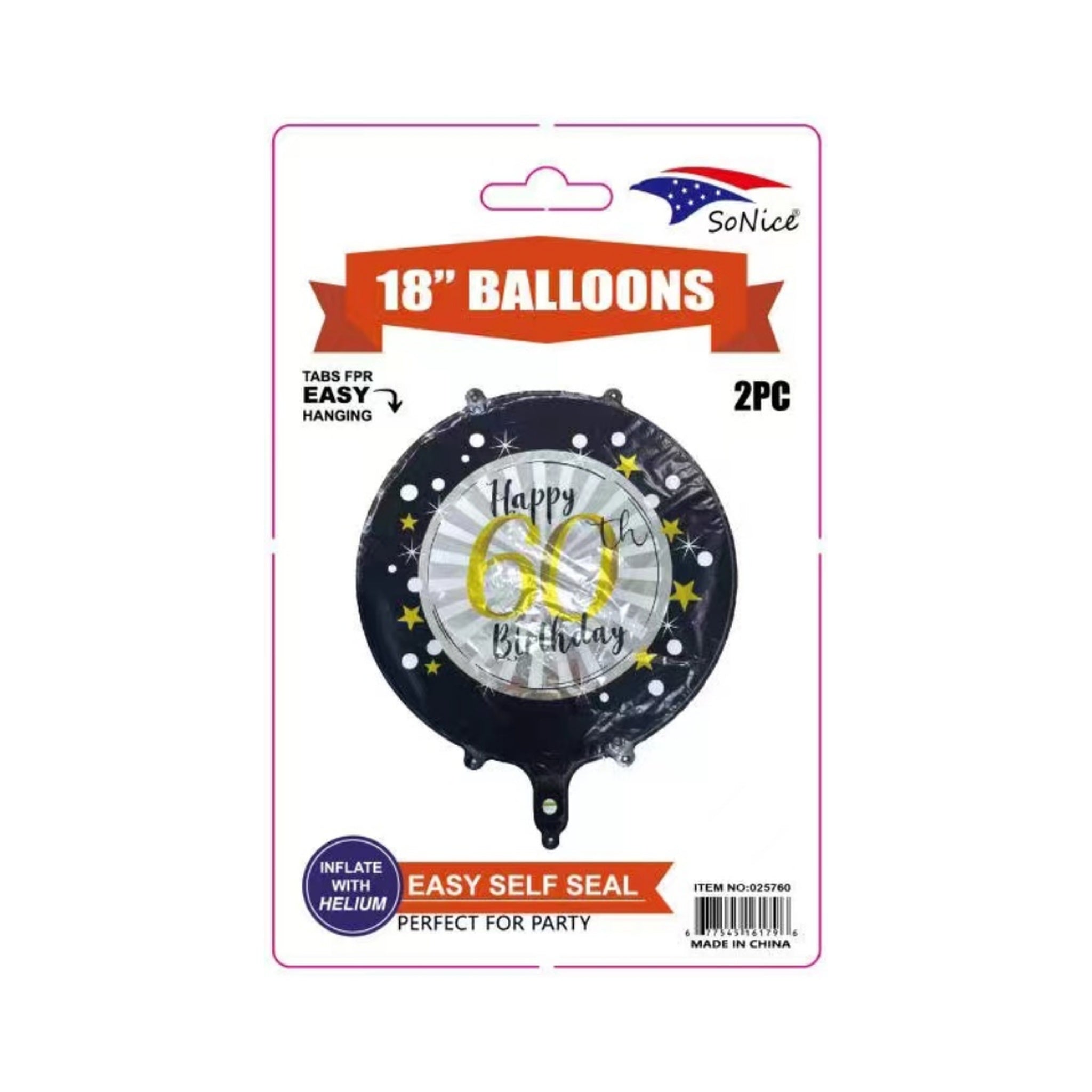 2Pc M/Balloon Happy Birthday 60