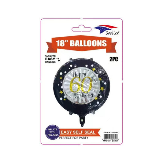 2Pc M/Balloon Happy Birthday 60