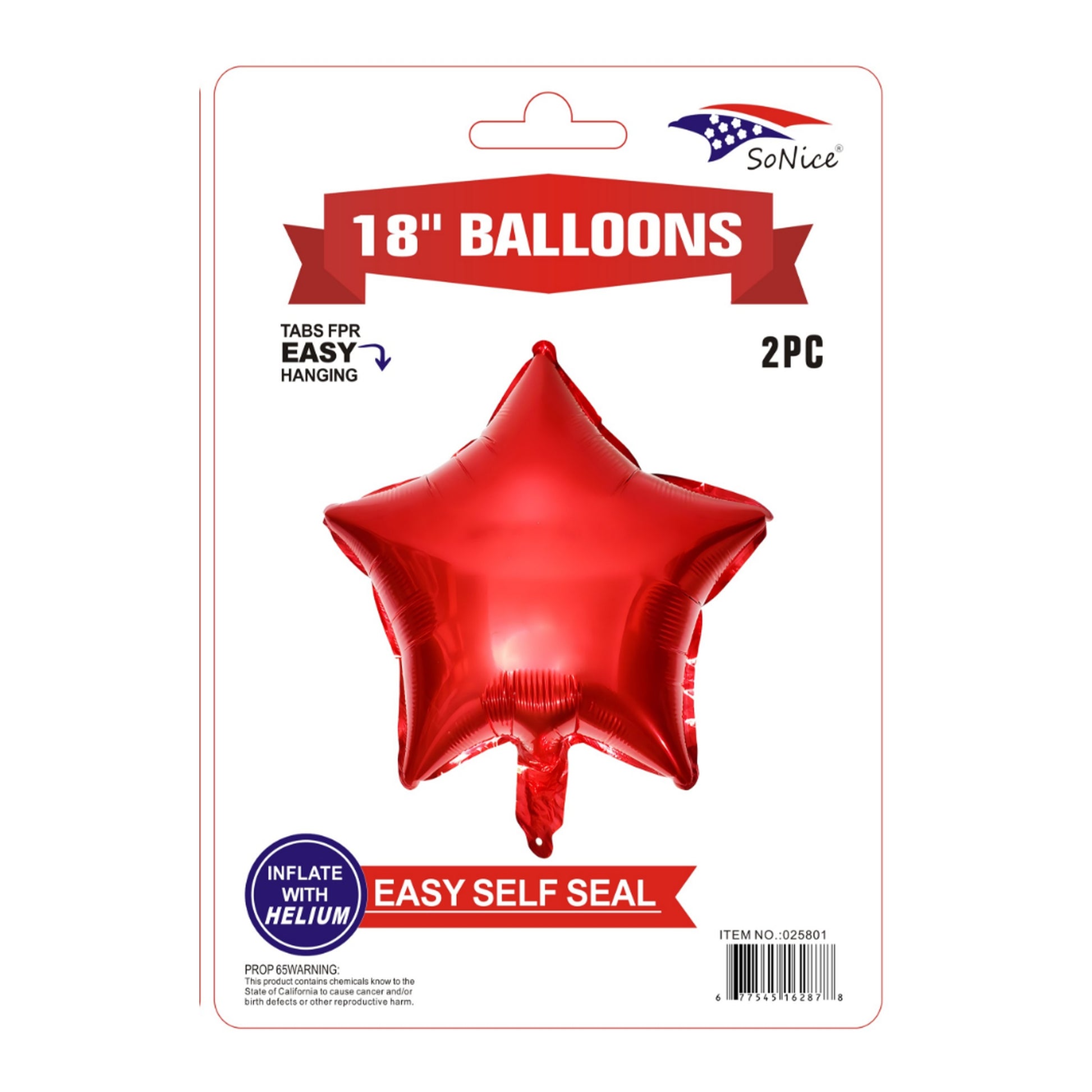 2Pc M/Balloon Star Red