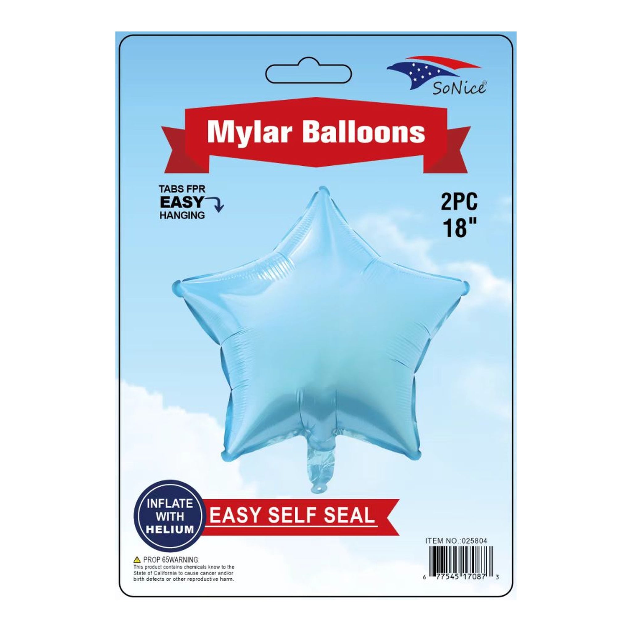2Pc M/Balloon Star Light Blue