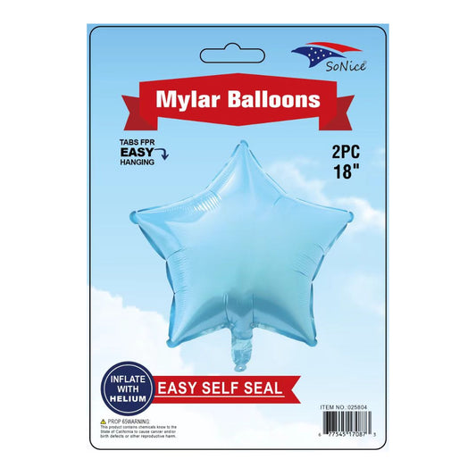 2Pc M/Balloon Star Light Blue