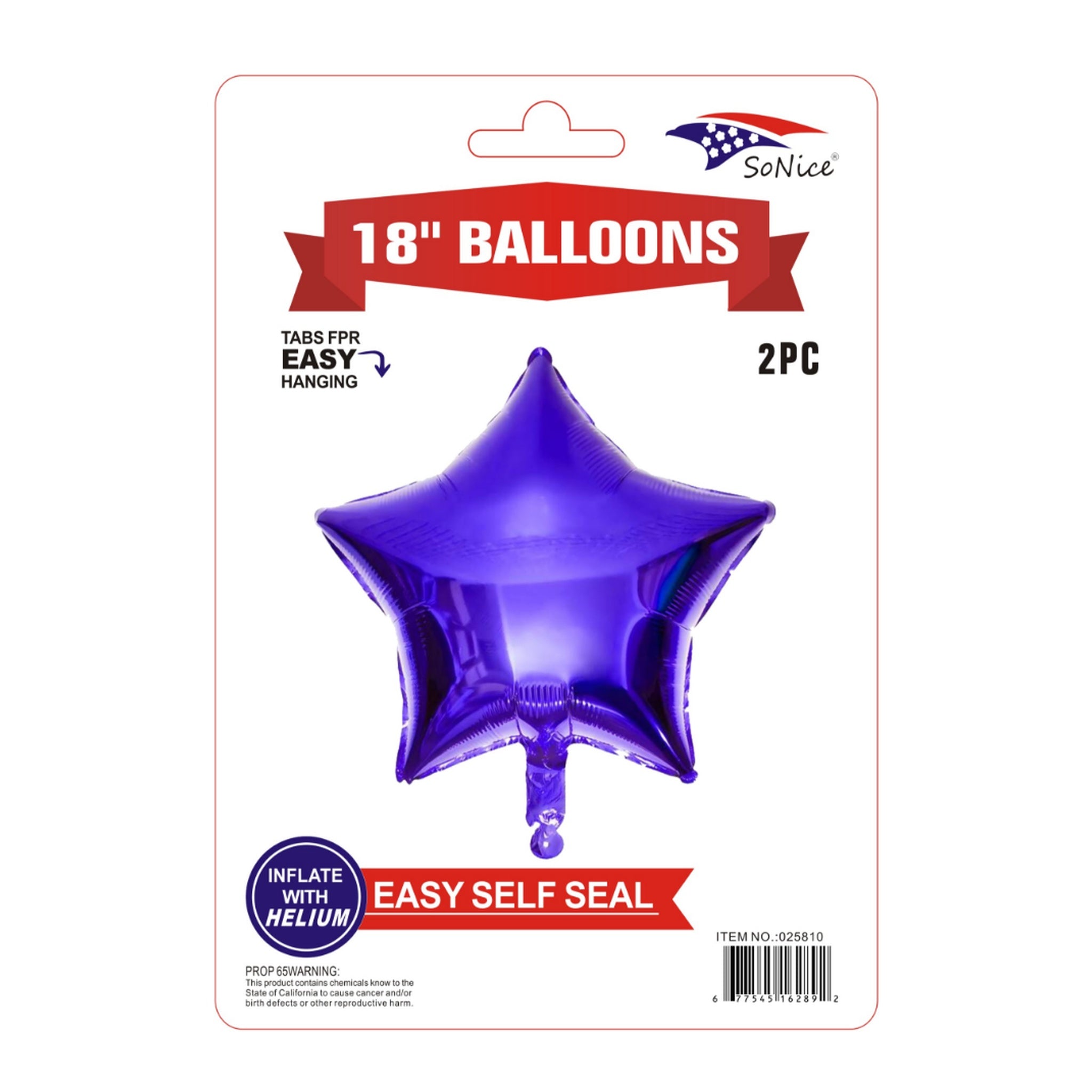 2Pc M/Balloon Star Purple