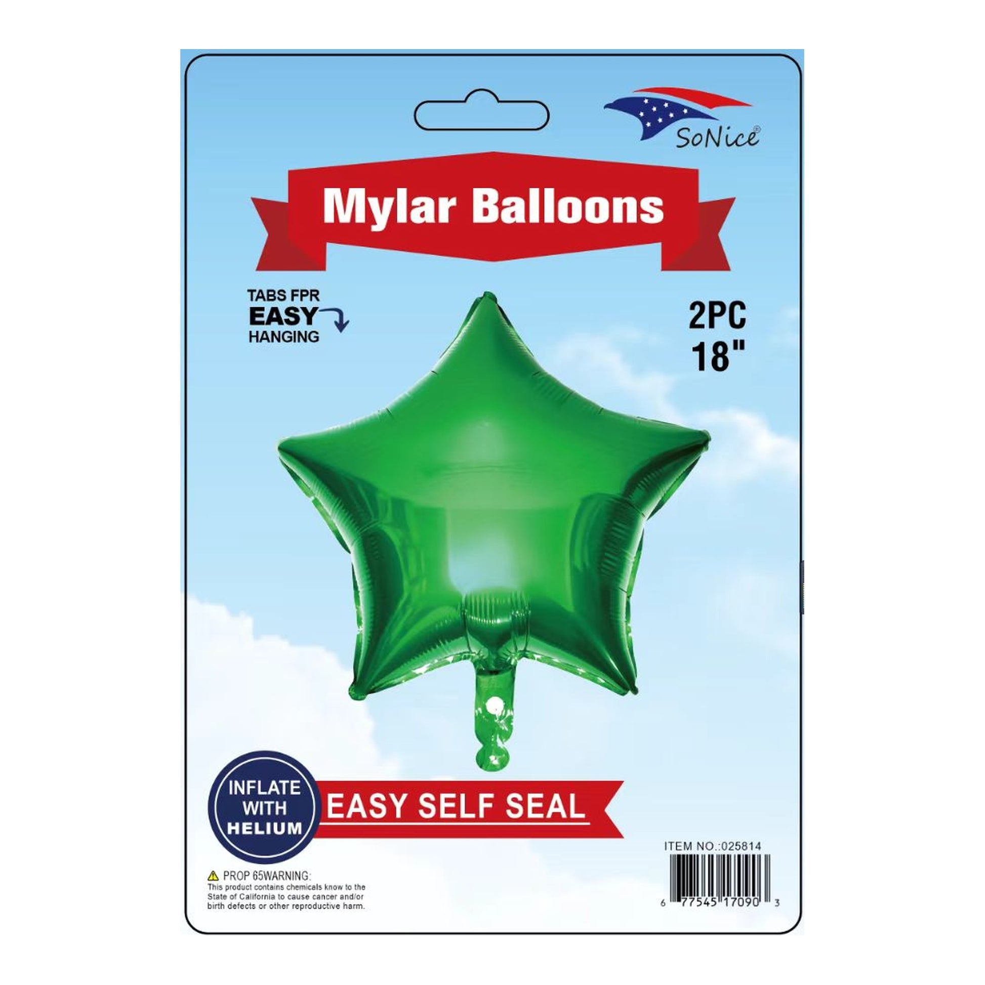 2Pc M/Balloon Star Emerald