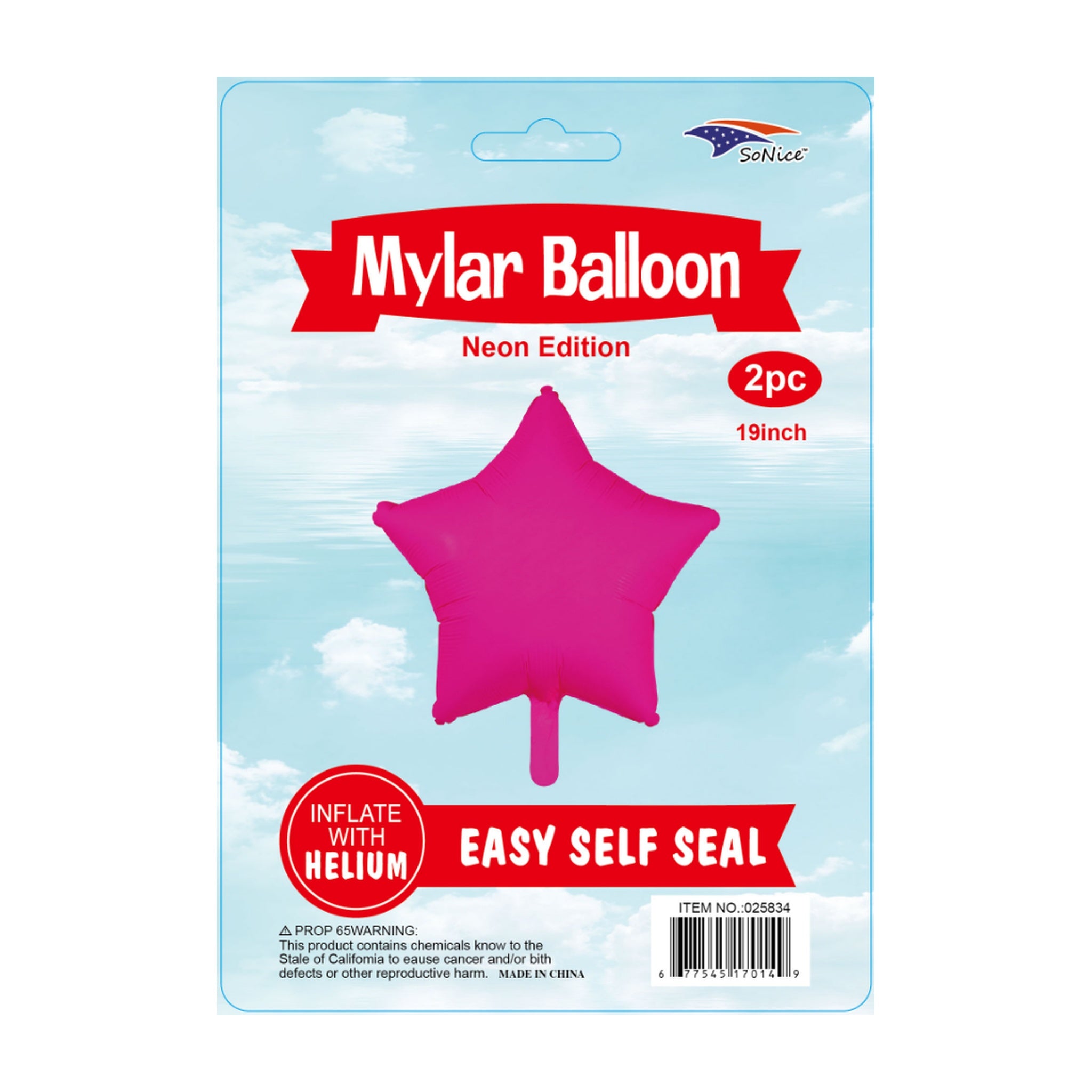 2Pcs Star Balloons Neon Pink