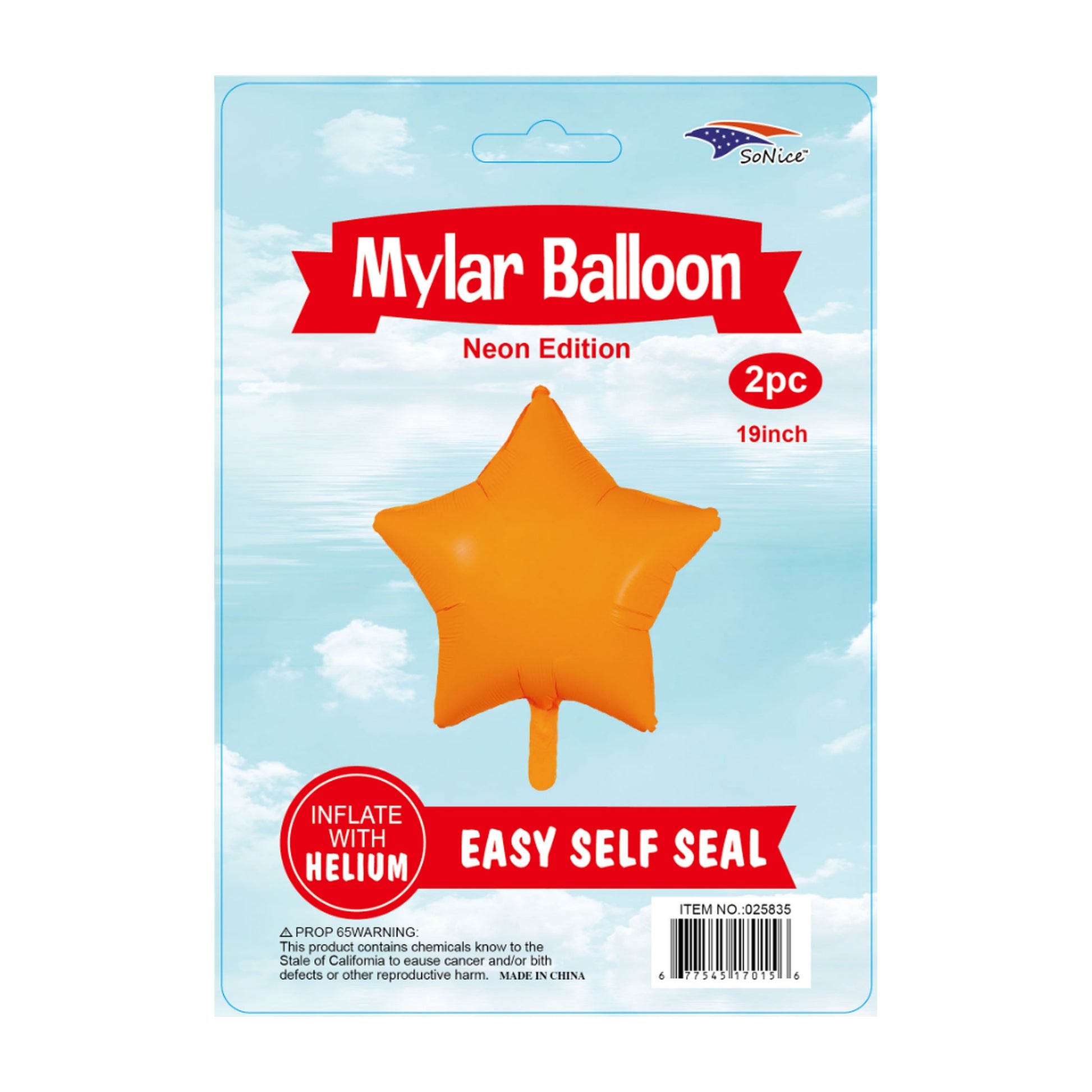 2Pcs Star Balloons Neon Orange