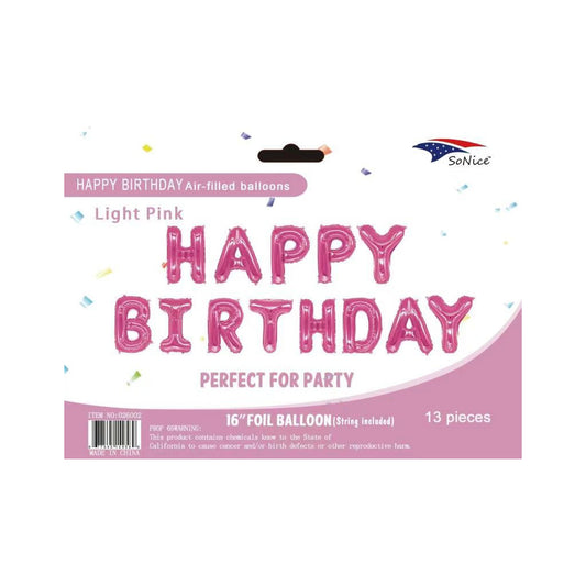 Mylar Banner Happy Birthday Lt Pink