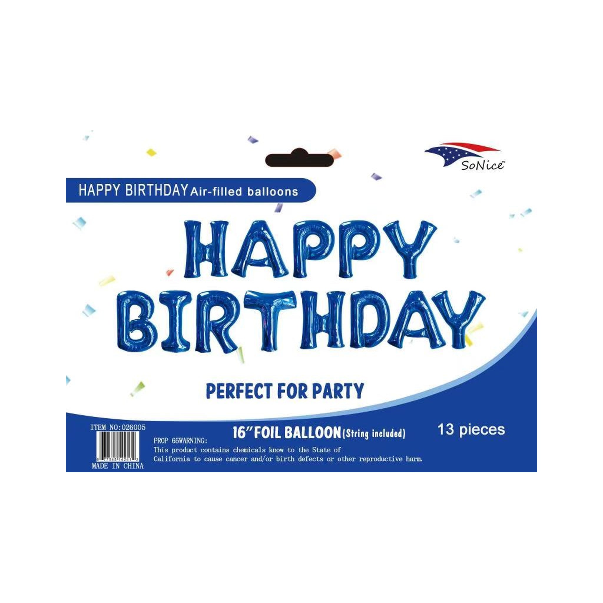 16''Happy Birthday' R/Blue120Set/Cs