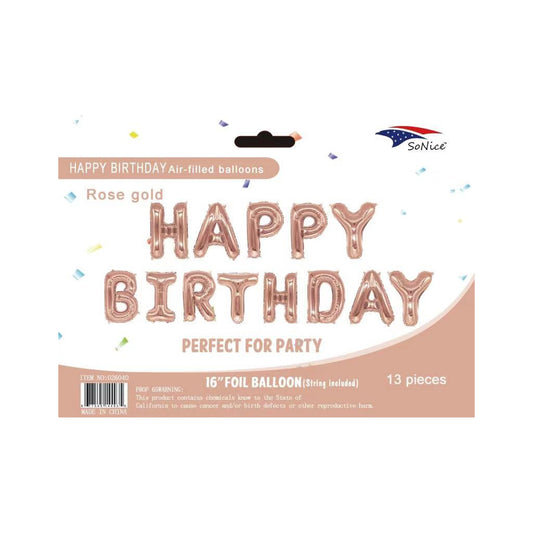 16"Foil Balloon Happy Birthday Rosegold 120Set/Cs