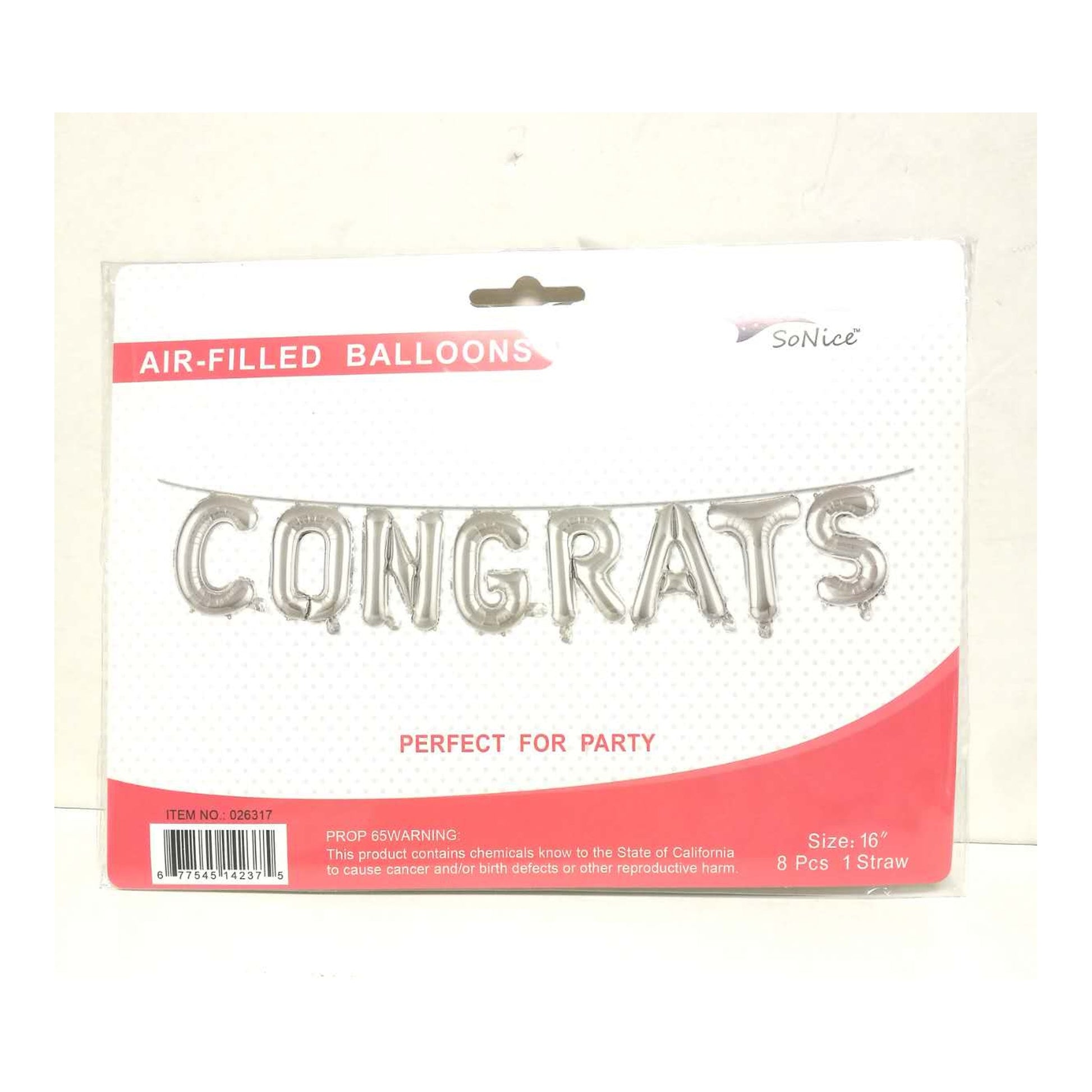 Congrats Balloon Banner Silver 120 Set/Cs