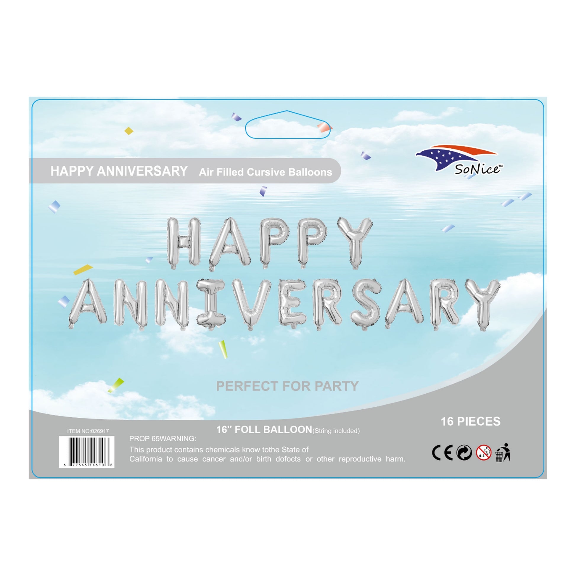 Balloon 'H/Anniversary' Silver 120Set/Cs