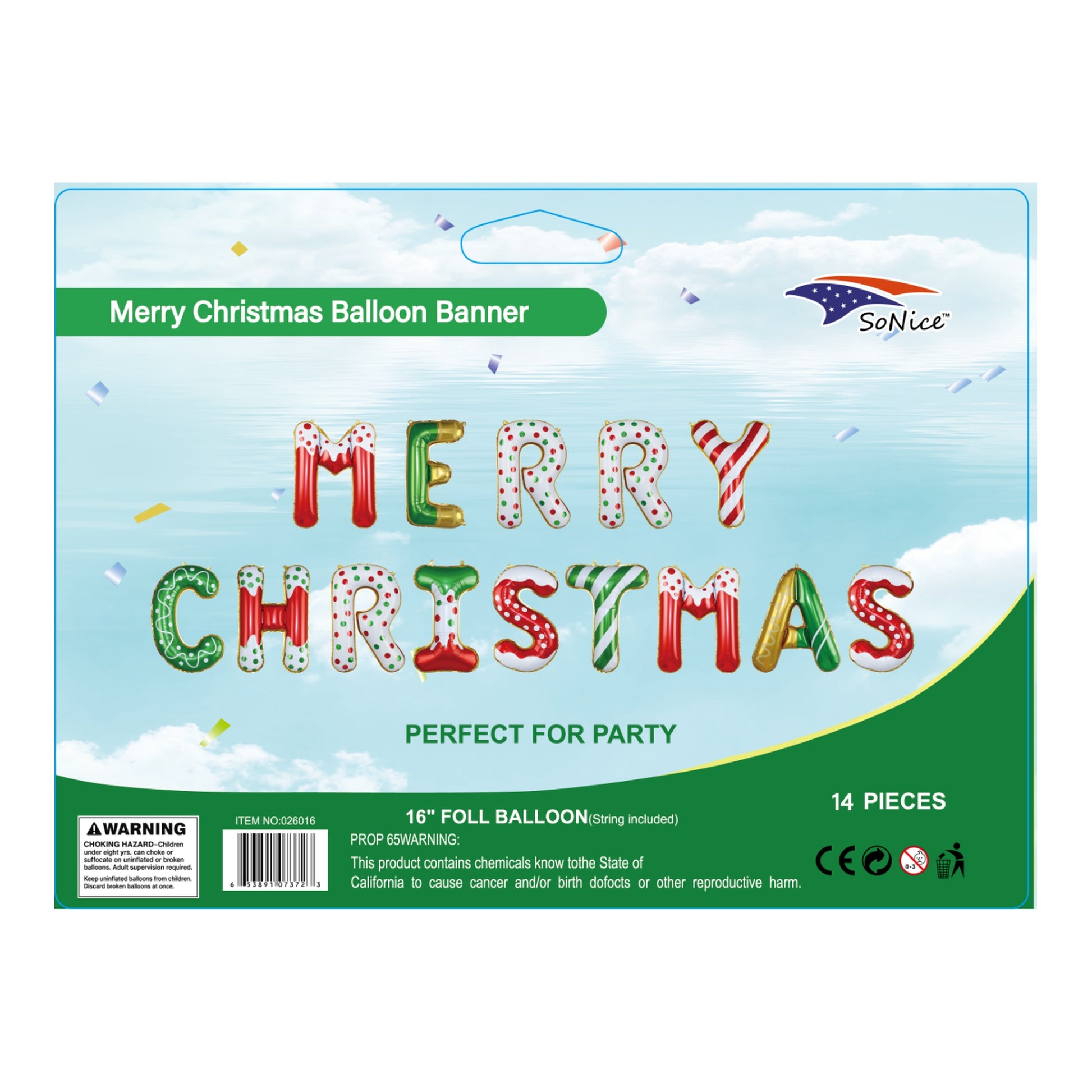 16" Balloon Banner Merry Christmas
