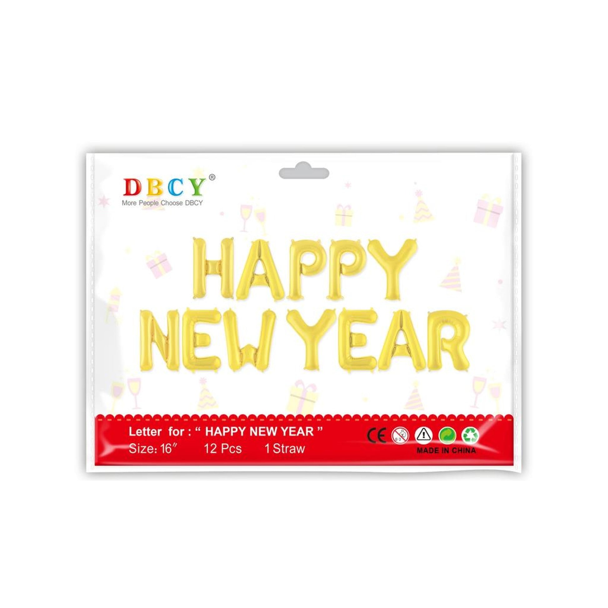 16"Foil Balloon H/New Year 120Pk/Cs