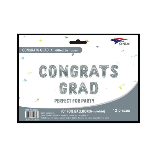 Foil Balloon Congrats Grad Silver