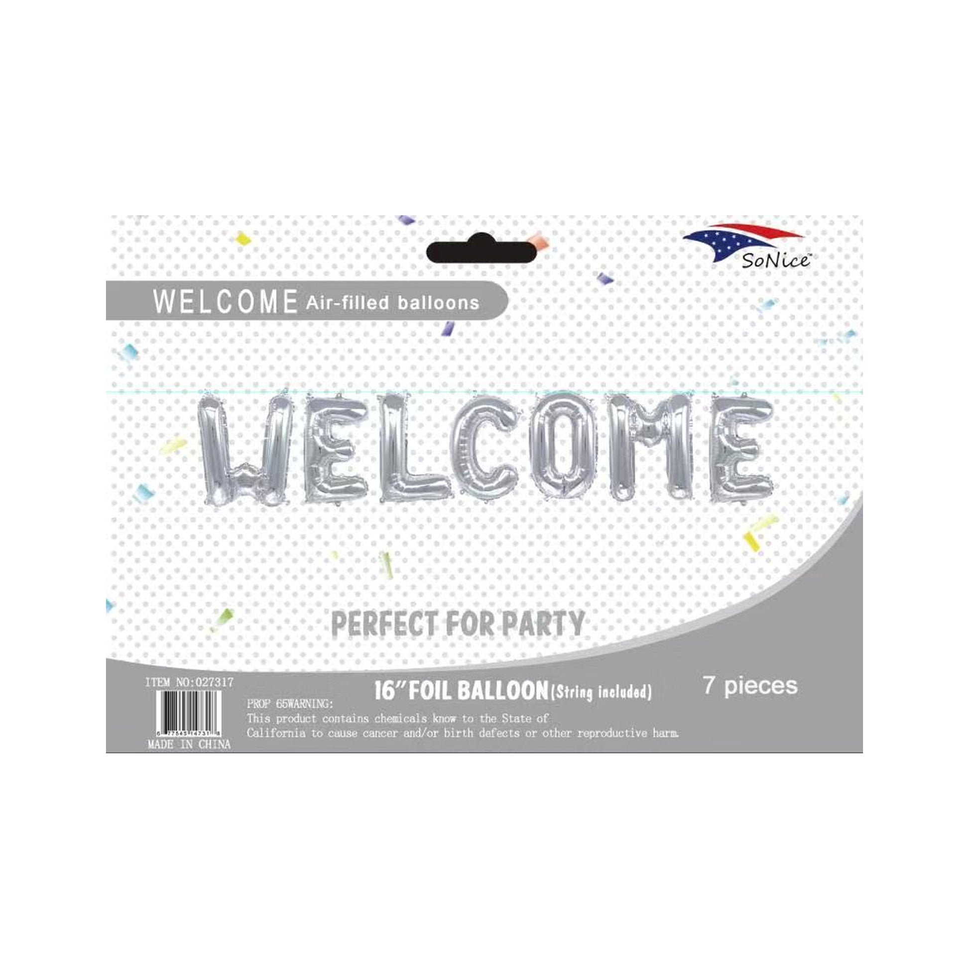 Foil Balloon Set 'Welcome' Slvd 120Set/Cs
