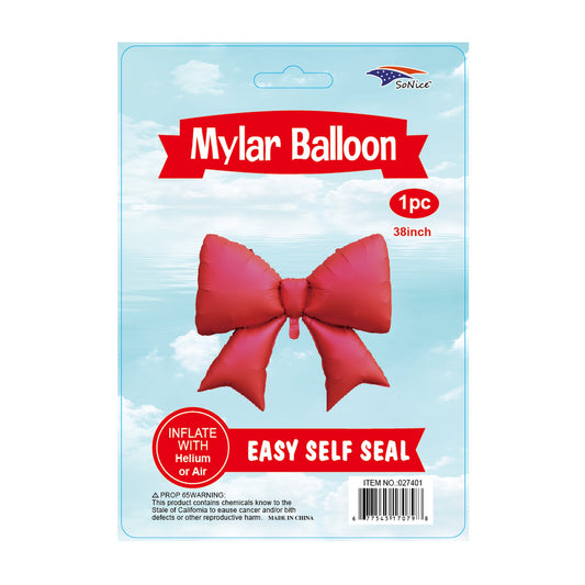 38" Foil Balloon Bow Red