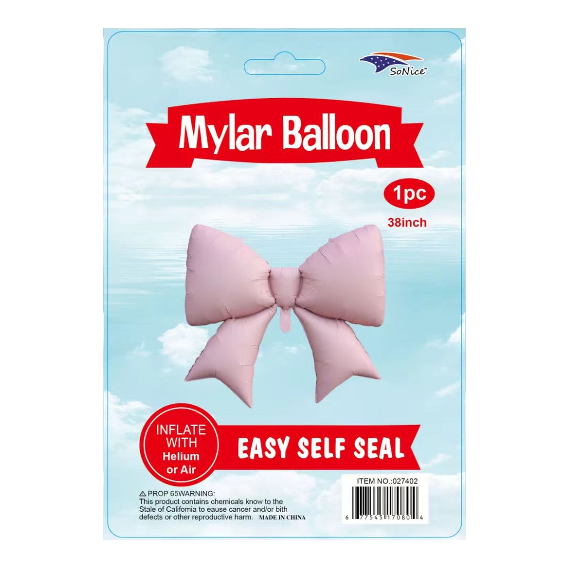 38" Foil Balloon Bow Pink