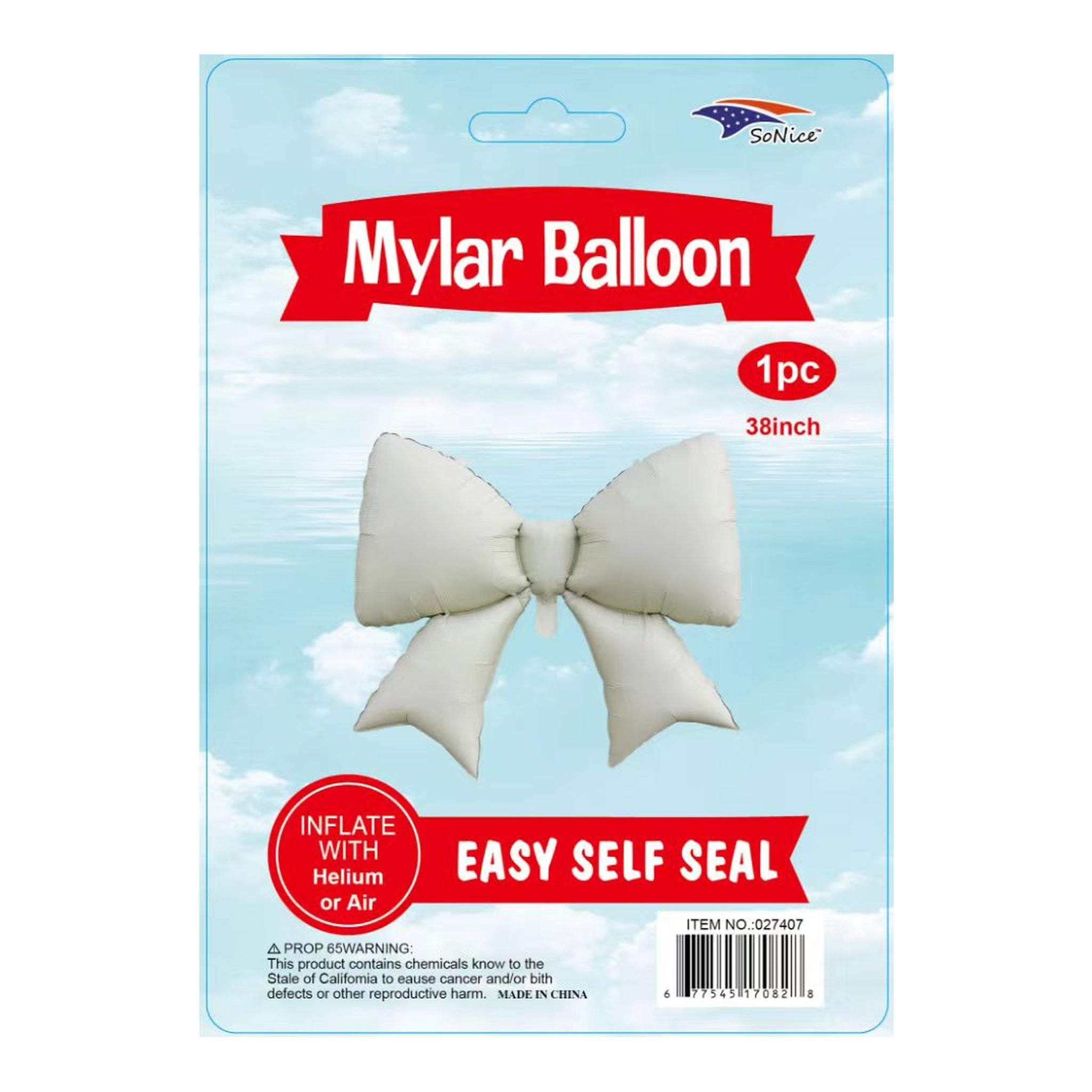 38" Foil Balloon Bow Ivory