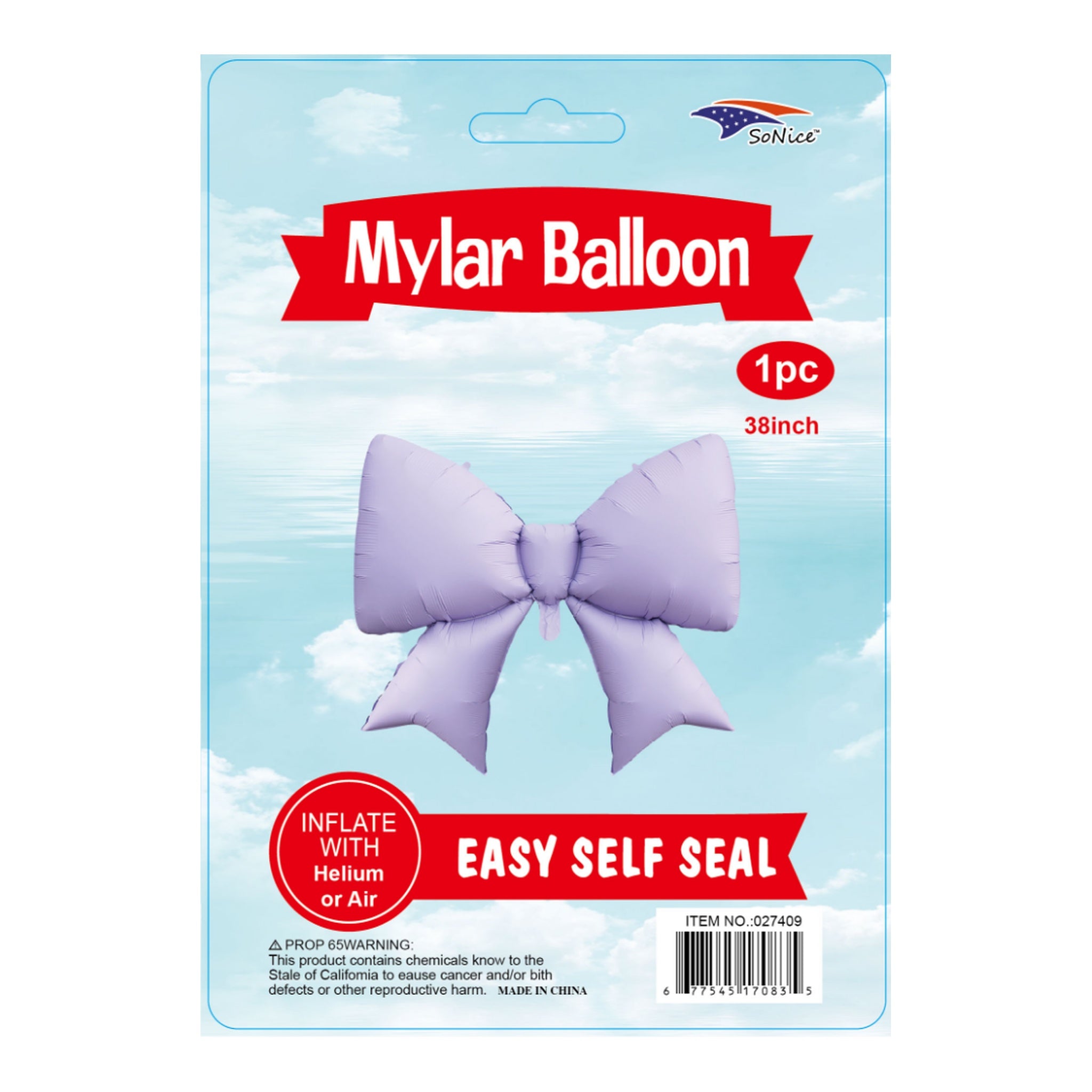 38" Foil Balloon Bow Lavender