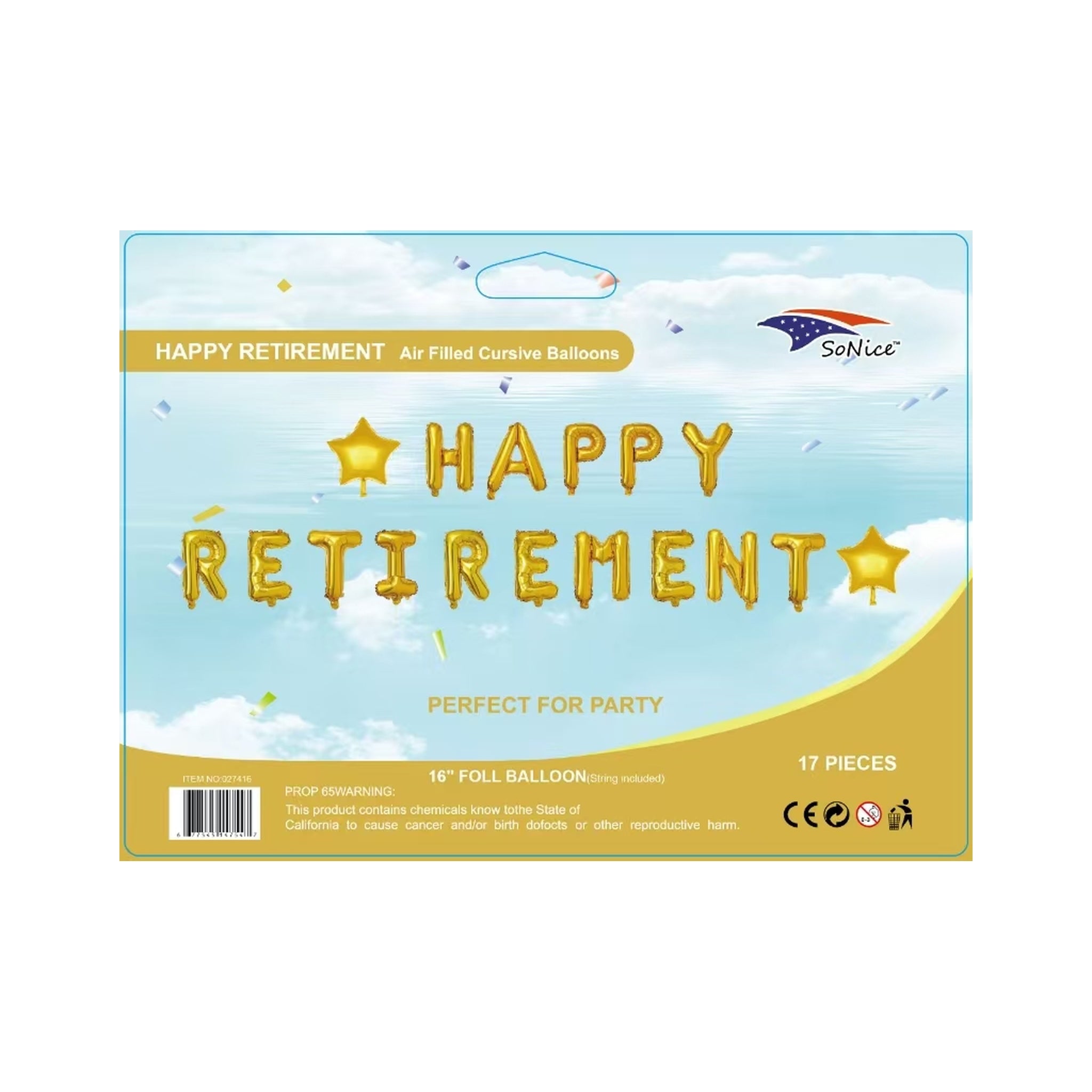 Birthday Banner H/Retirement Gold 120Set/Cs