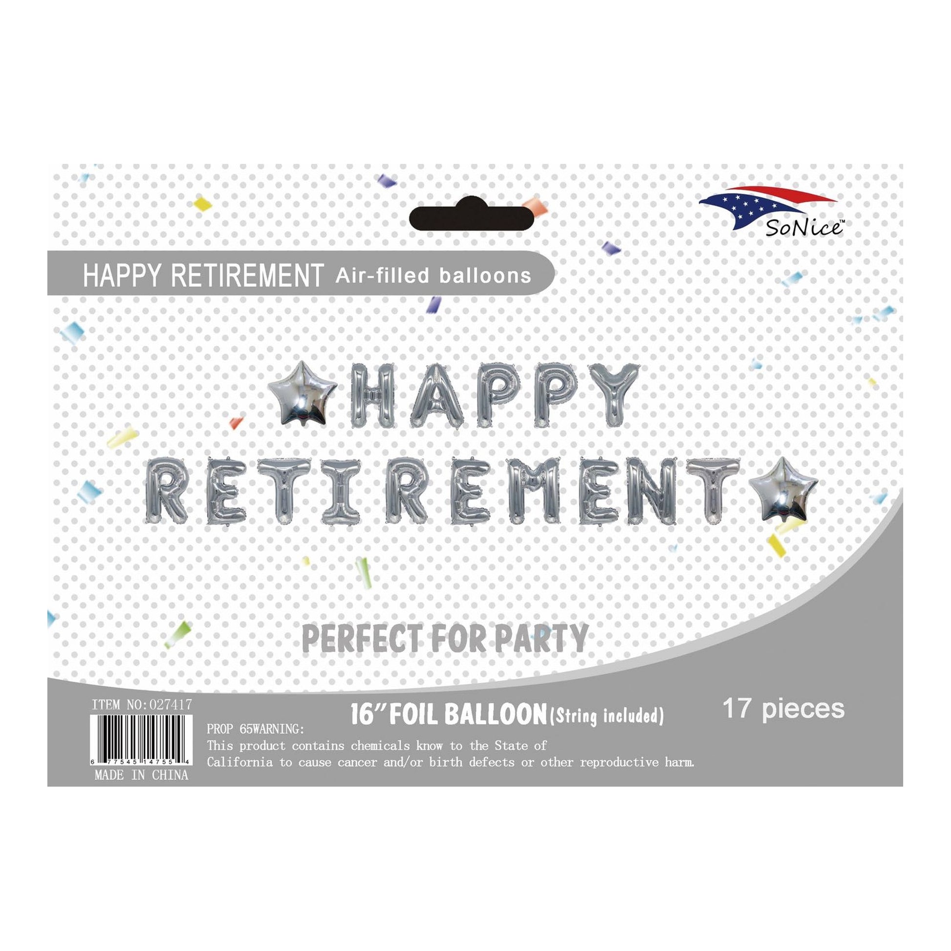Birthday Banner H/Retirement Silver 120Set/Cs