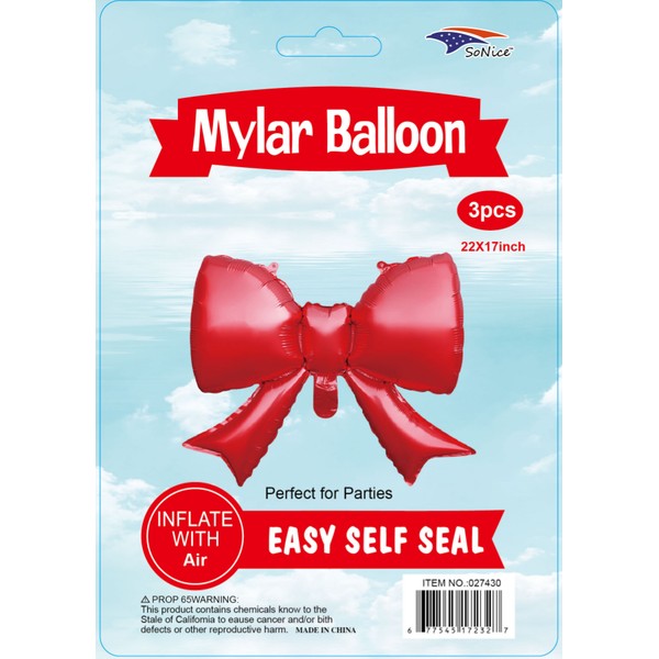 22-inch Red Bow Balloon 3pcs