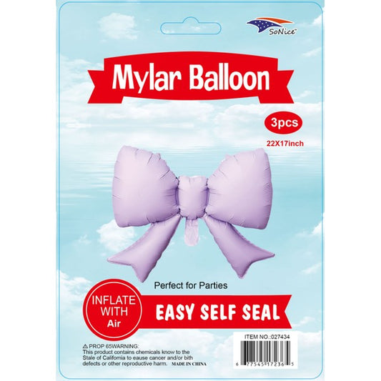 22-inch Lavender Bow Balloon 3pcs