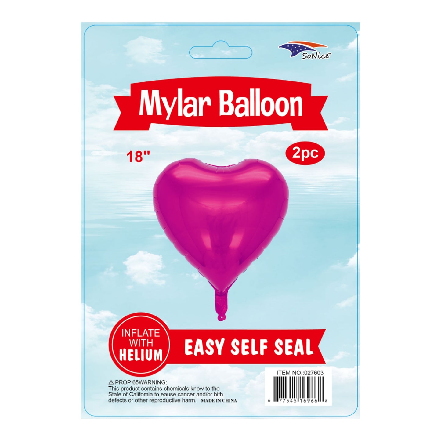 2Pcs Heart Balloons Fuchsia