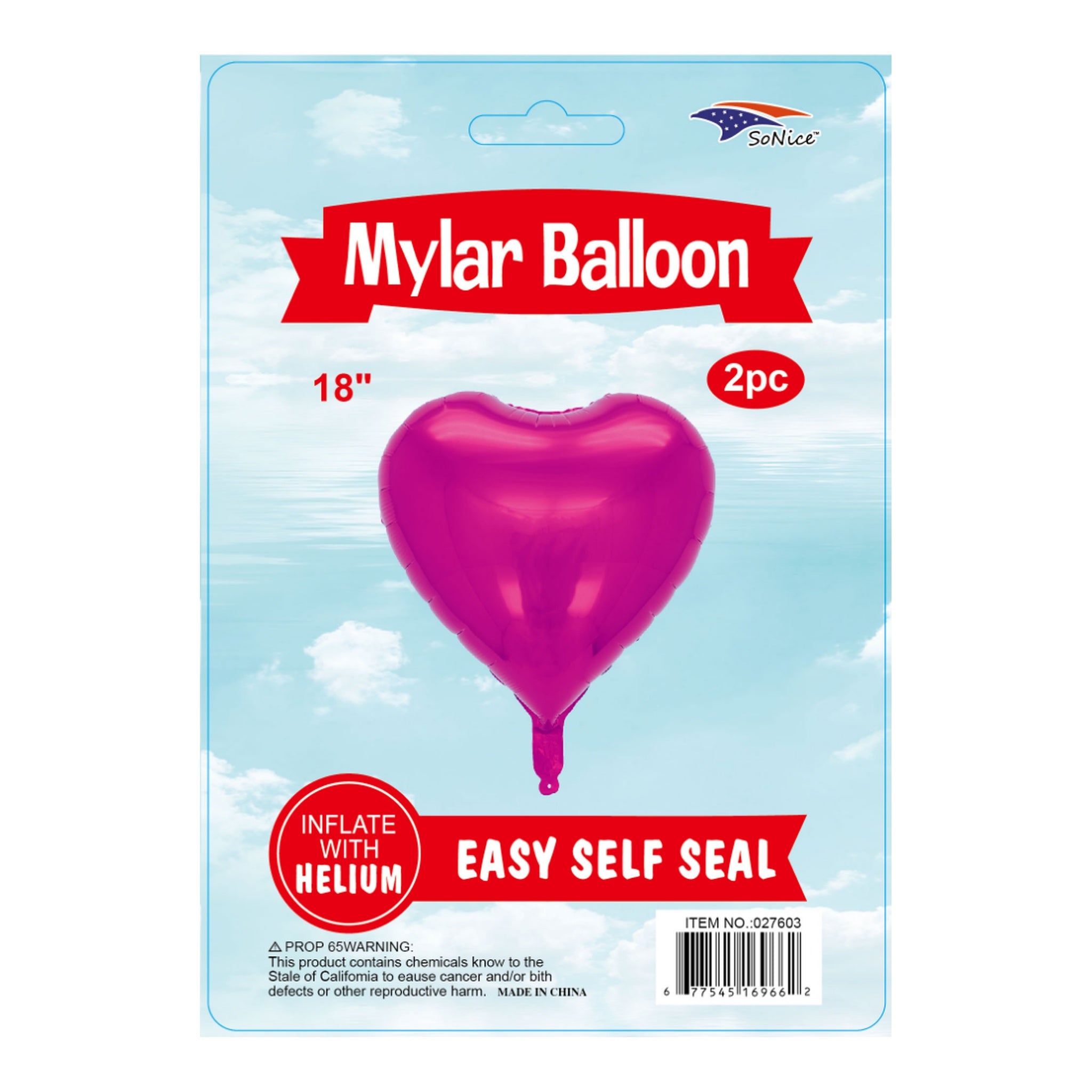 2Pcs Heart Balloons Fuchsia