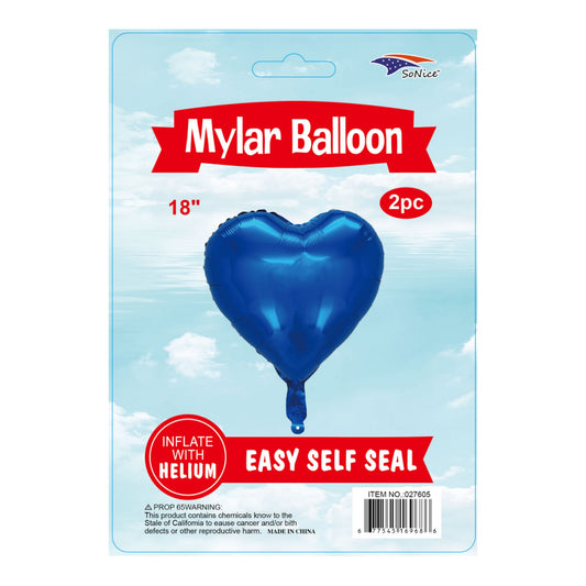 2Pcs Heart Balloons Royal Blue