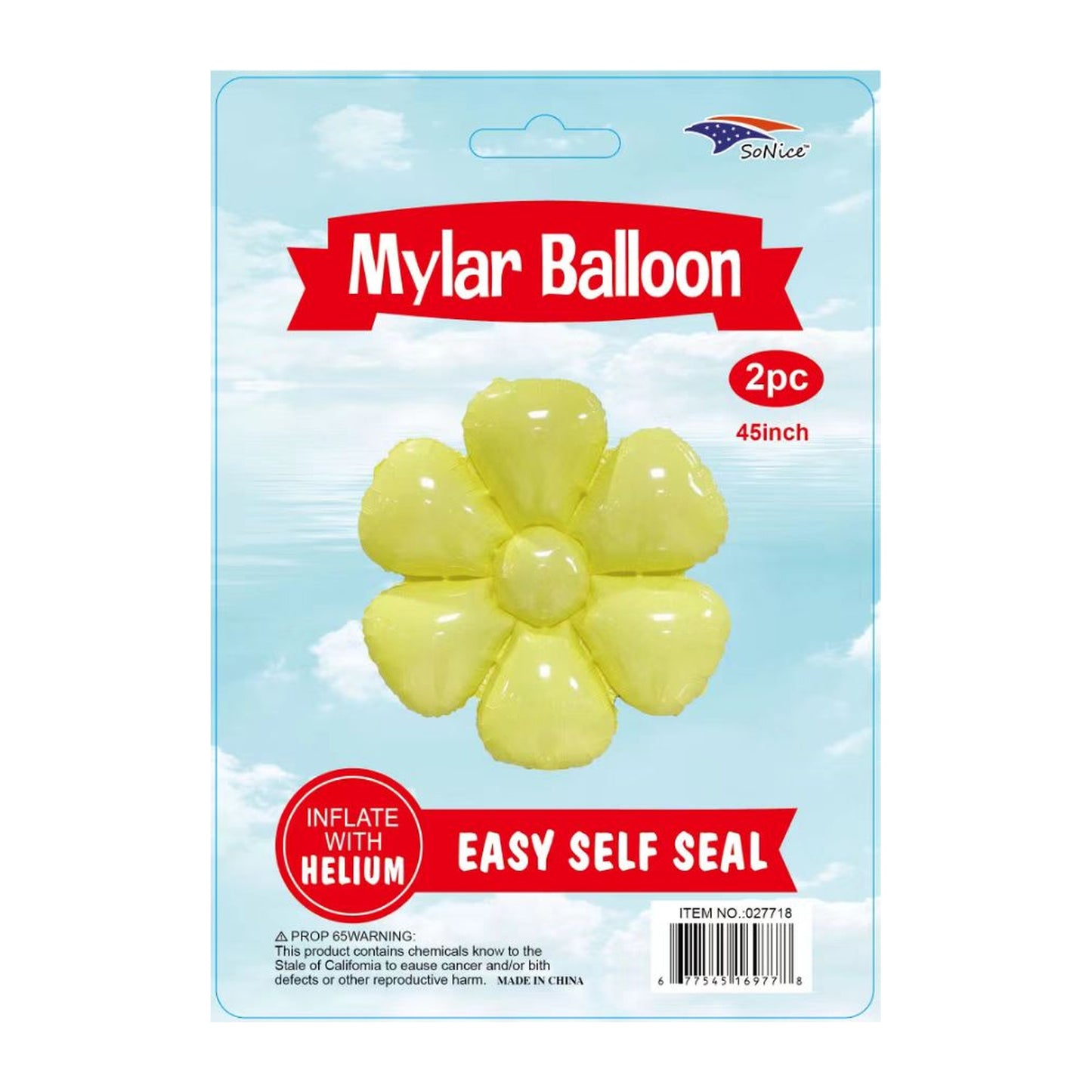 45" Daisy Balloon 2Pcs Yellow 300Pk/Cs