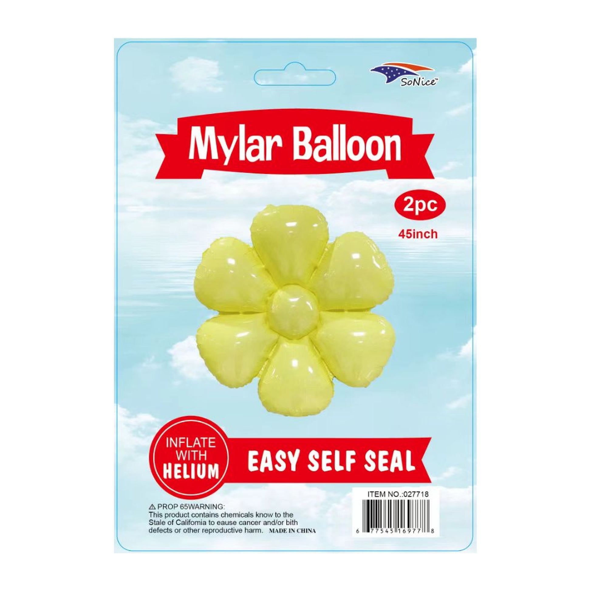 45" Daisy Balloon 2Pcs Yellow 300Pk/Cs